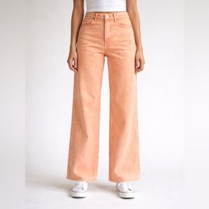 AMO Frida High-Rise Wide Leg Jeans Peach Coral Size 25 Made in USA